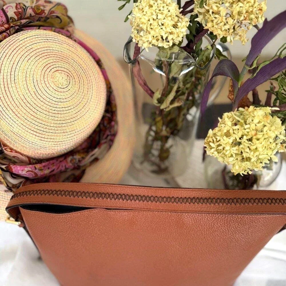 Cuoieria‎ Fiorentina Candy Bucket Bag Cognac Brown Grained Leather